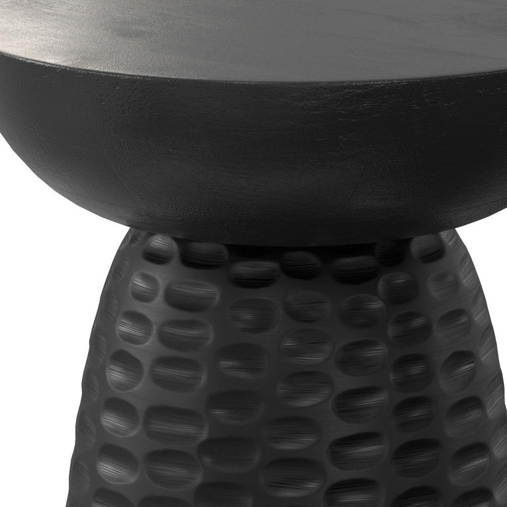 Black Solid Wood Round Pedestal End Table - 18-inch