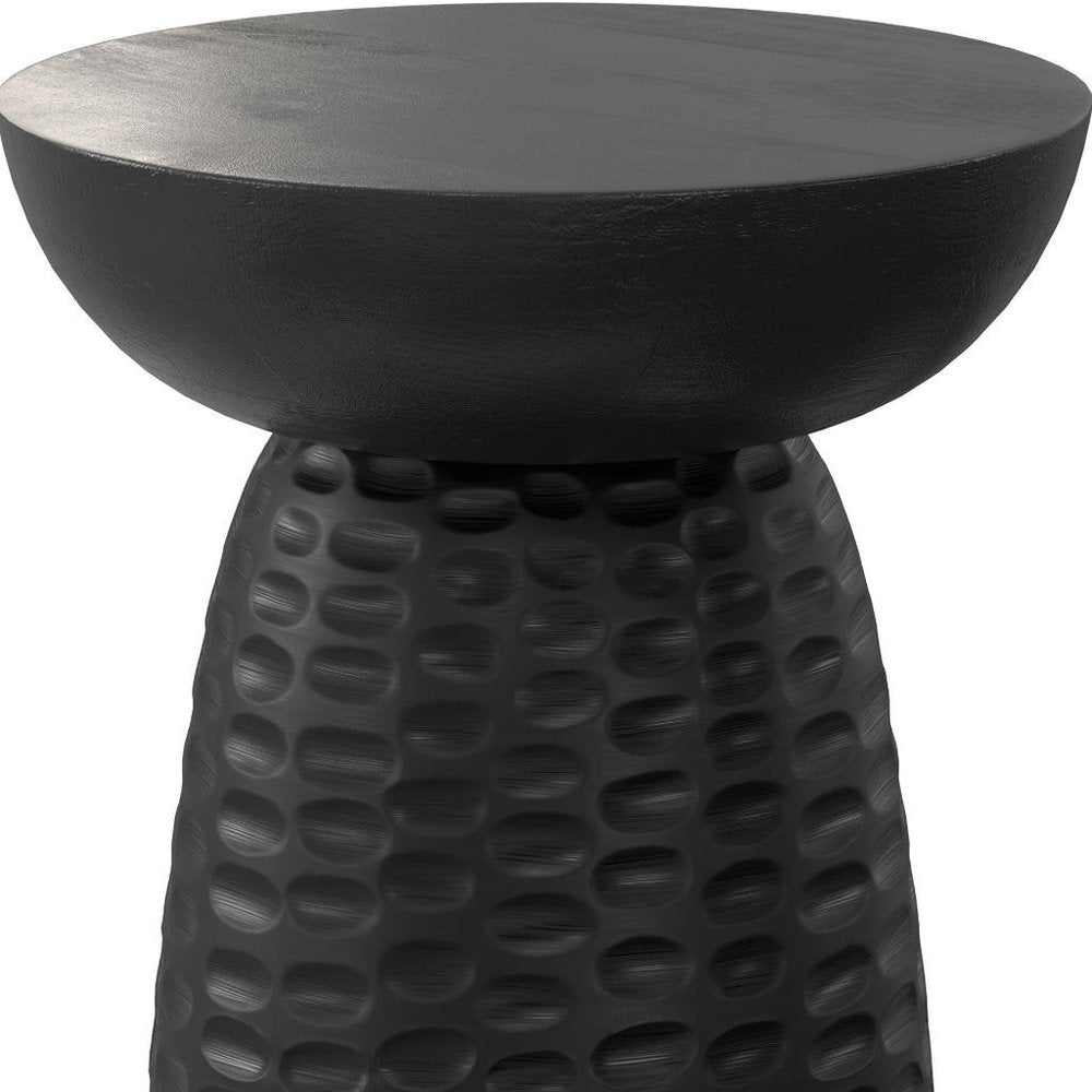 Black Solid Wood Round Pedestal End Table - 18-inch