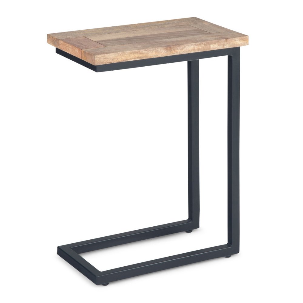 Natural and Charcoal Solid Wood and Iron End Table - 24-inch