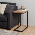 Natural and Charcoal Solid Wood and Iron End Table - 24-inch