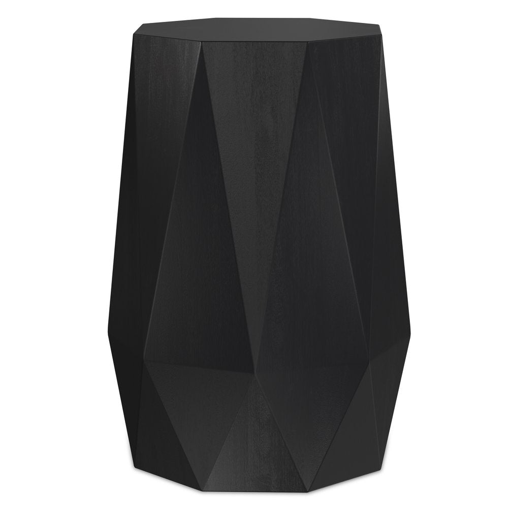 Black Solid Wood Octagonal Block End Table - 21-inch