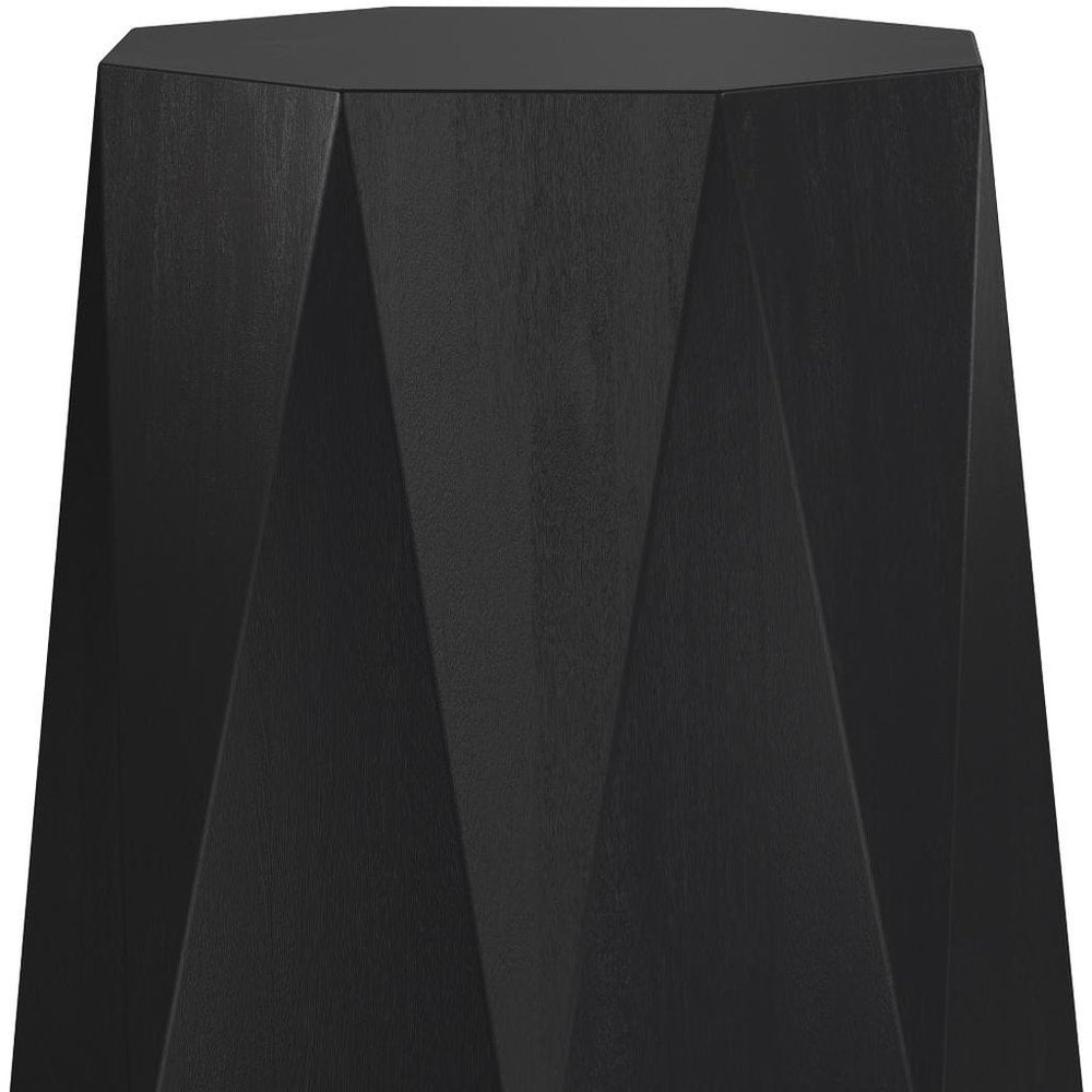 Black Solid Wood Octagonal Block End Table - 21-inch