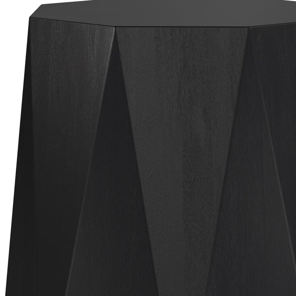 Black Solid Wood Octagonal Block End Table - 21-inch