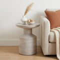 White Distressed Solid Wood Round Drum End Table - 18-inch