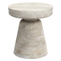 White Solid Wood Round End Table - 18-inch