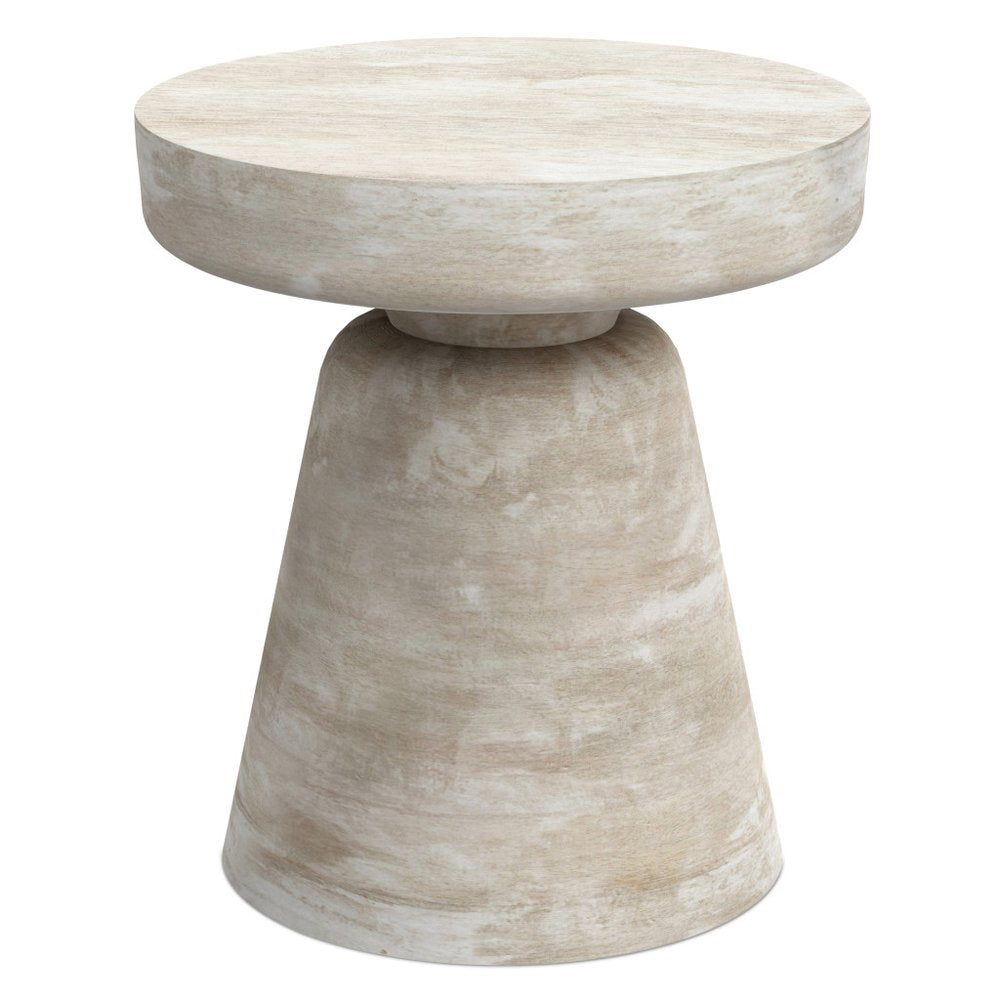 White Solid Wood Round End Table - 18-inch