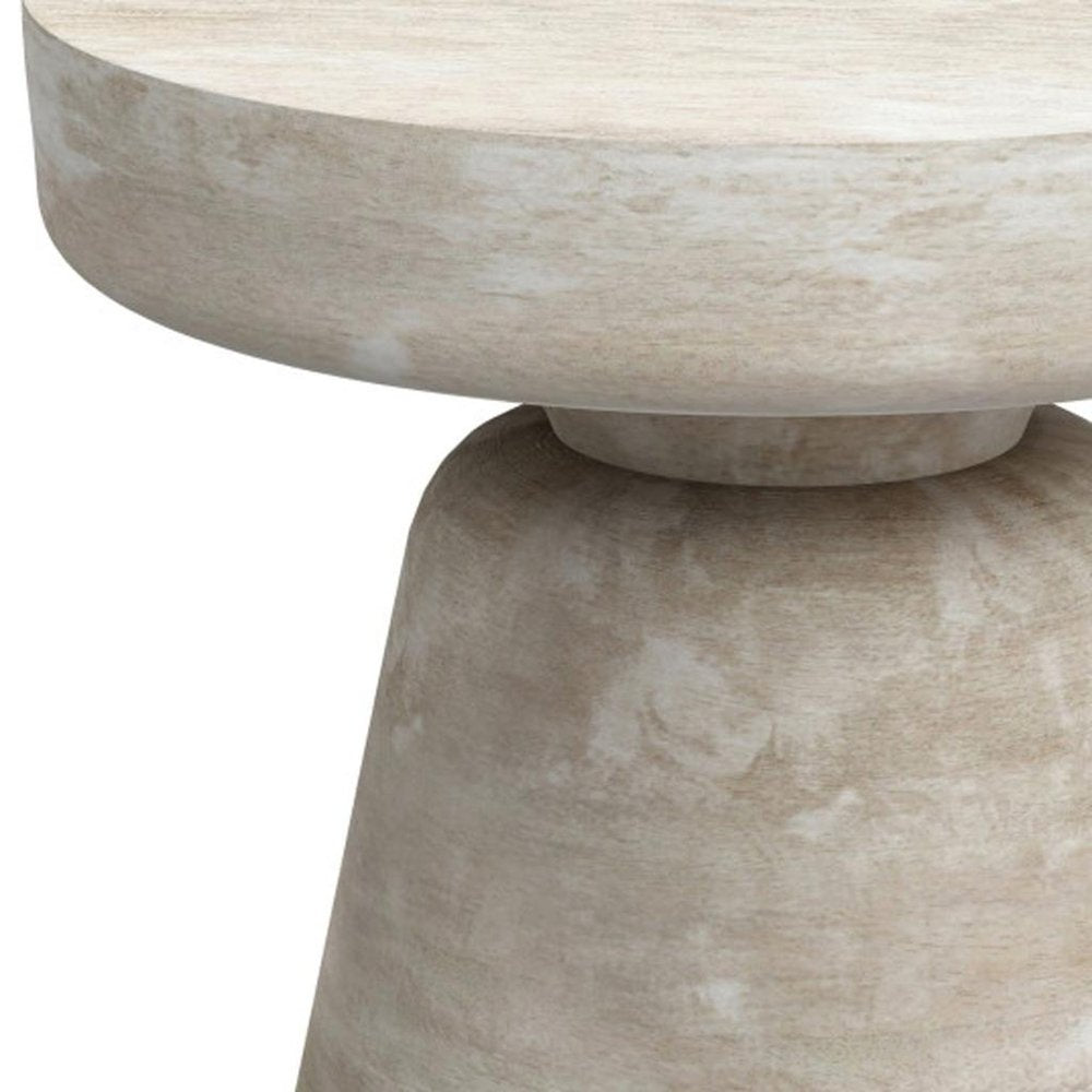 White Solid Wood Round End Table - 18-inch