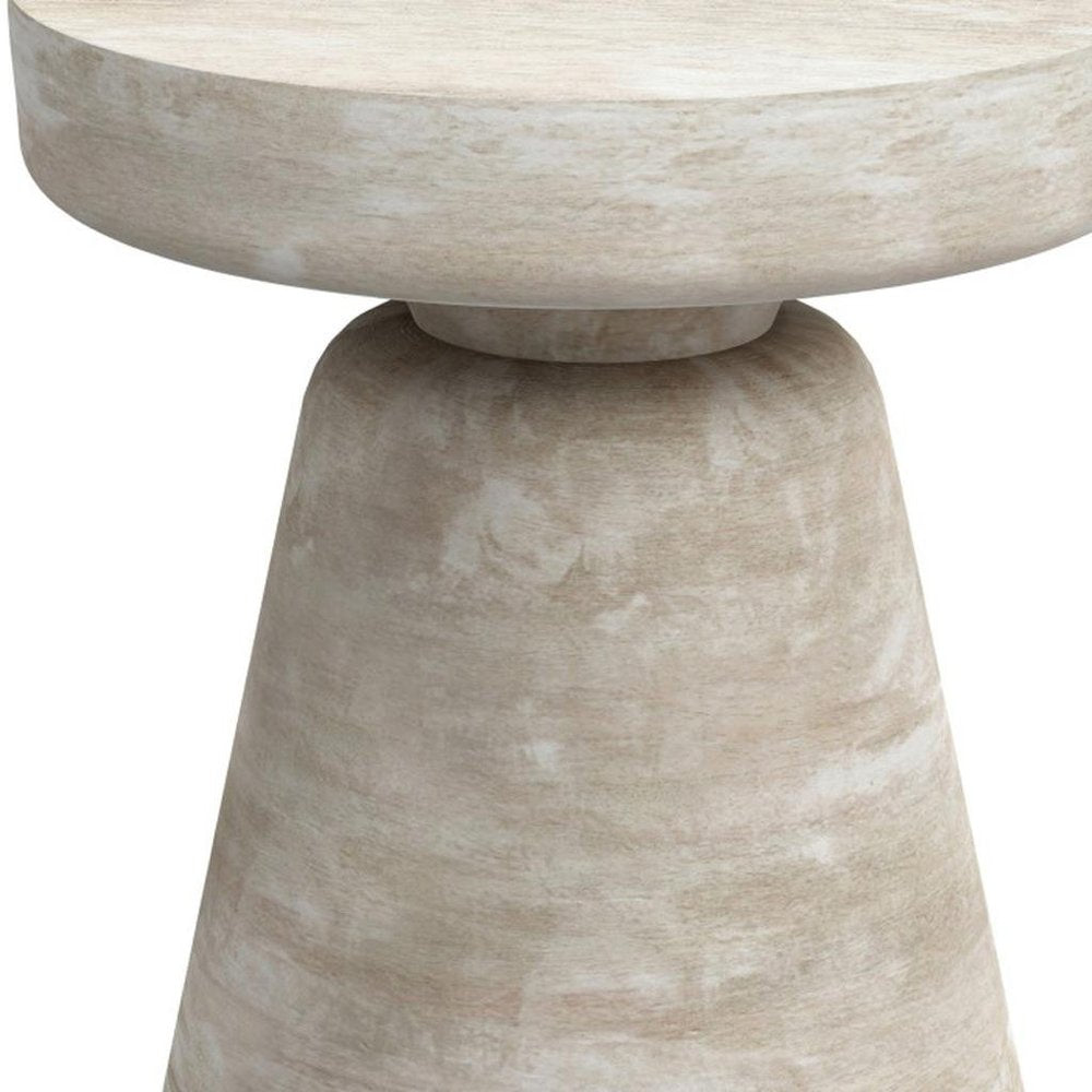 White Solid Wood Round End Table - 18-inch