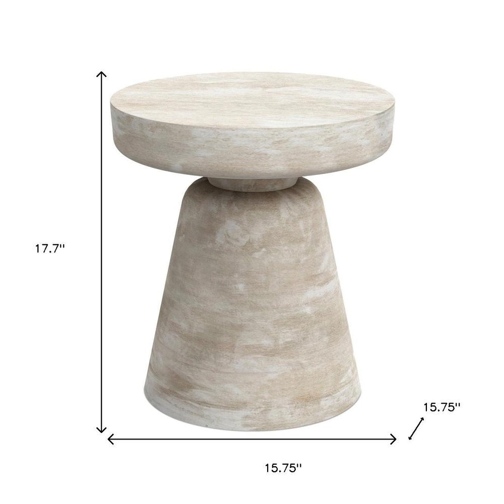 White Solid Wood Round End Table - 18-inch