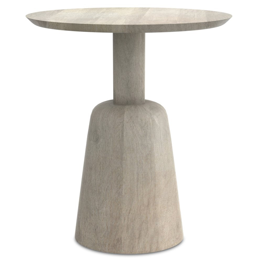 White Solid Wood Round Pedestal End Table - 20-inch