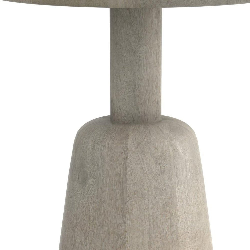 White Solid Wood Round Pedestal End Table - 20-inch