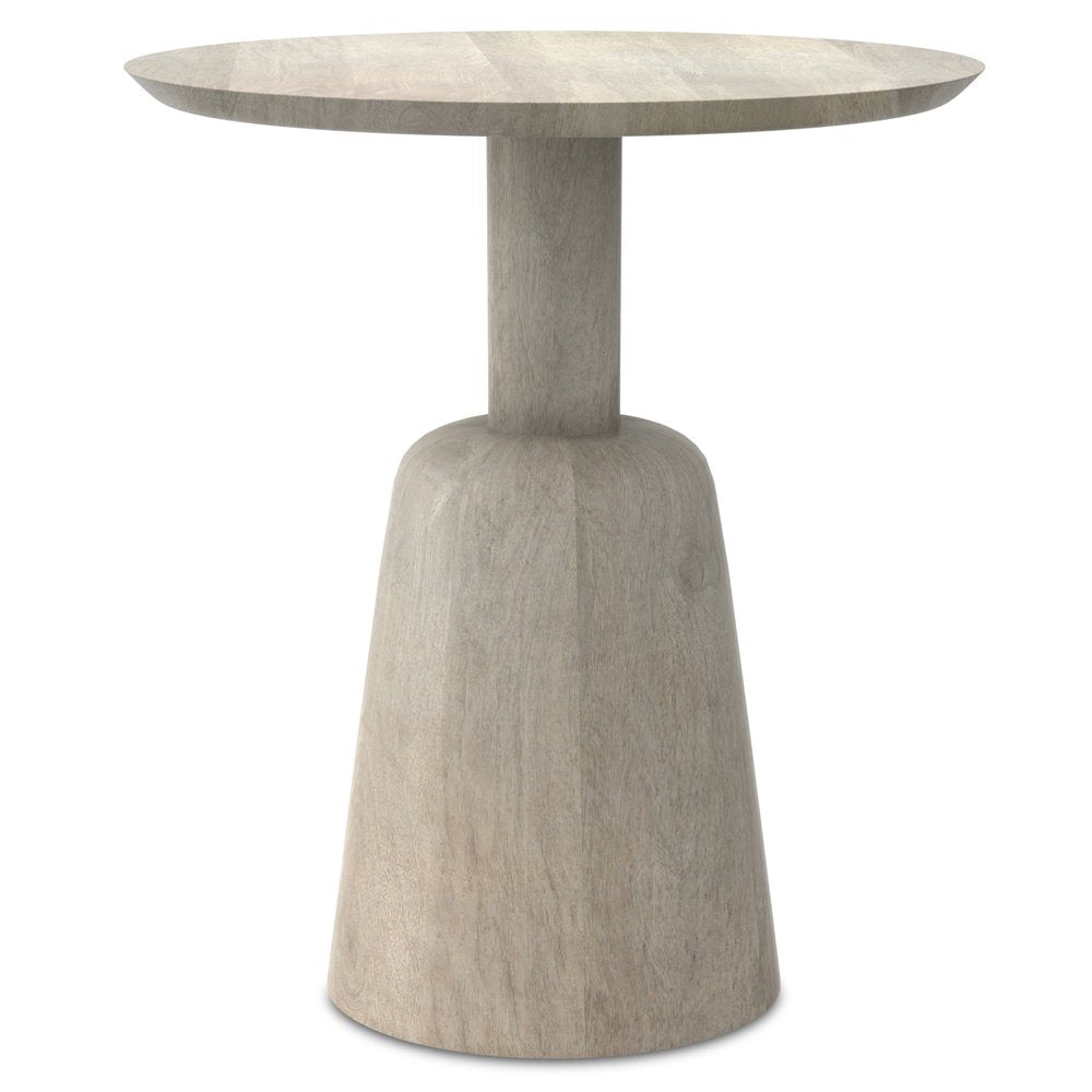 White Solid Wood Round Pedestal End Table - 20-inch