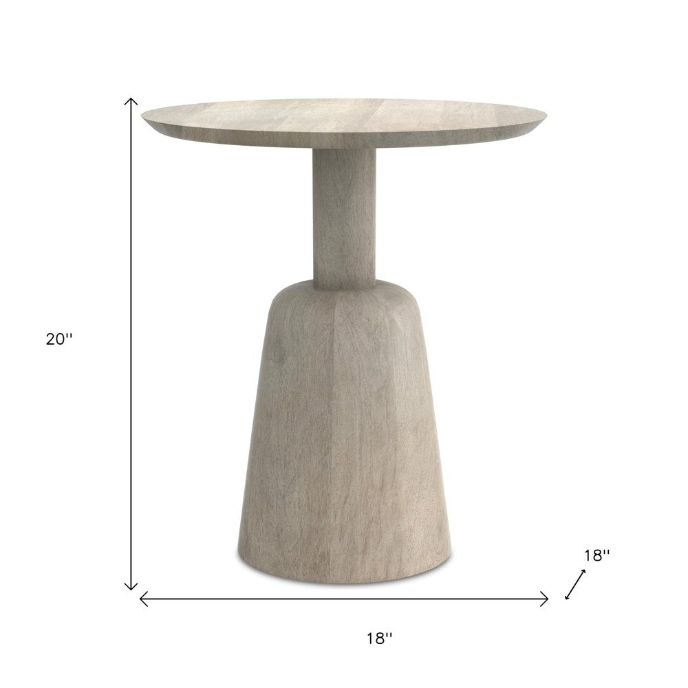 White Solid Wood Round Pedestal End Table - 20-inch