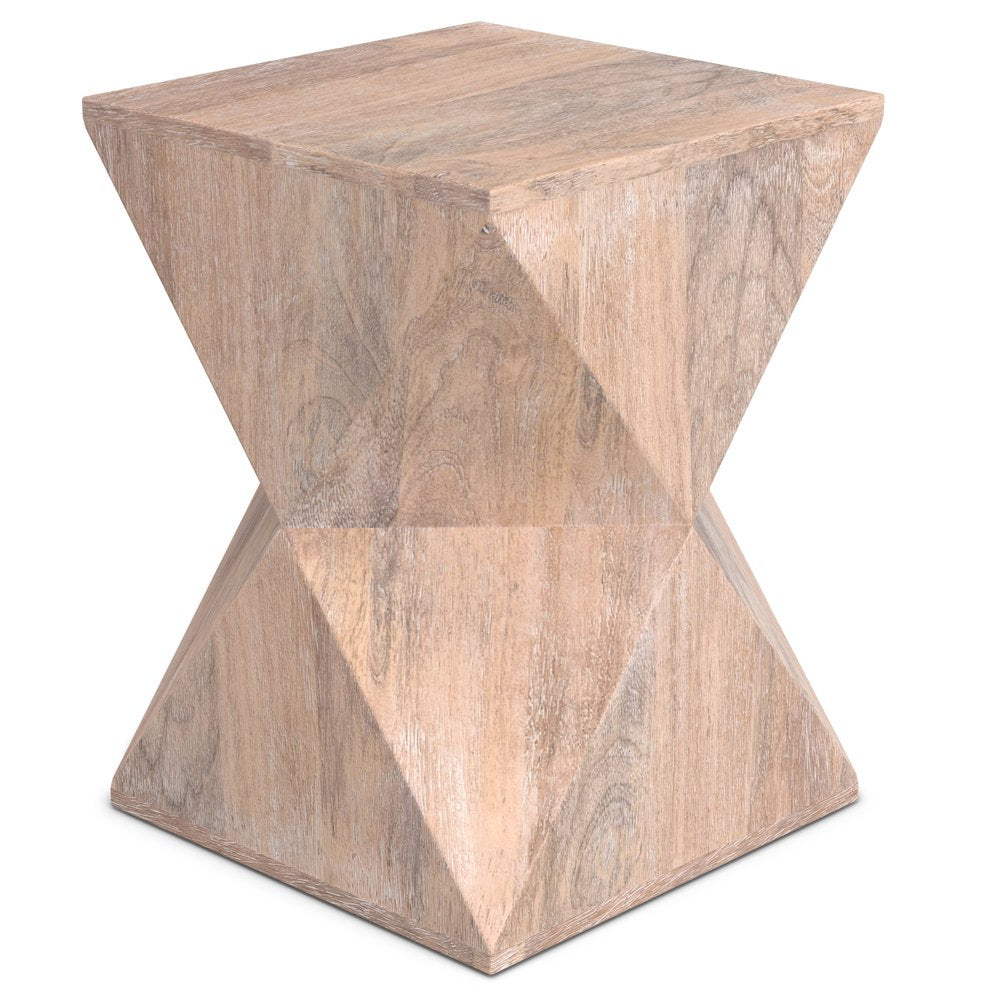 Natural Solid Wood Square End Table - 19-inch