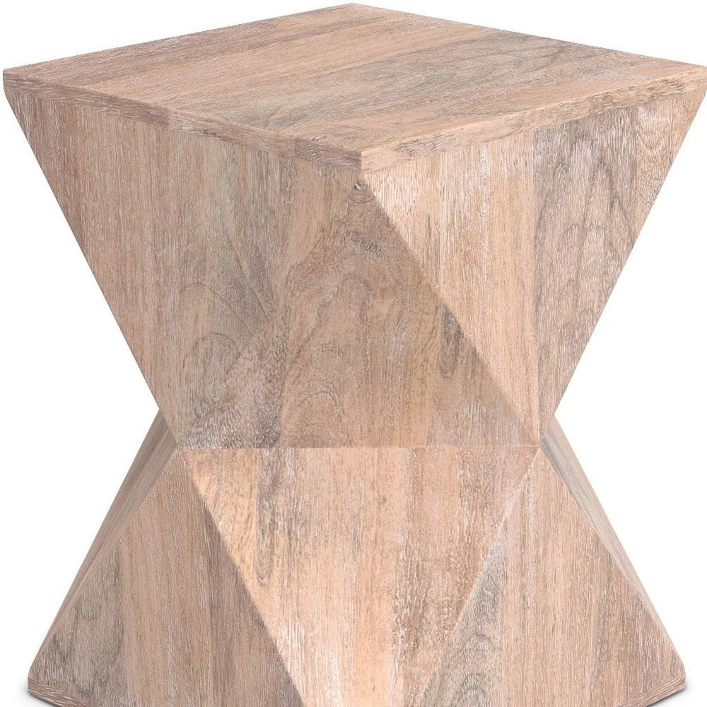 Natural Solid Wood Square End Table - 19-inch