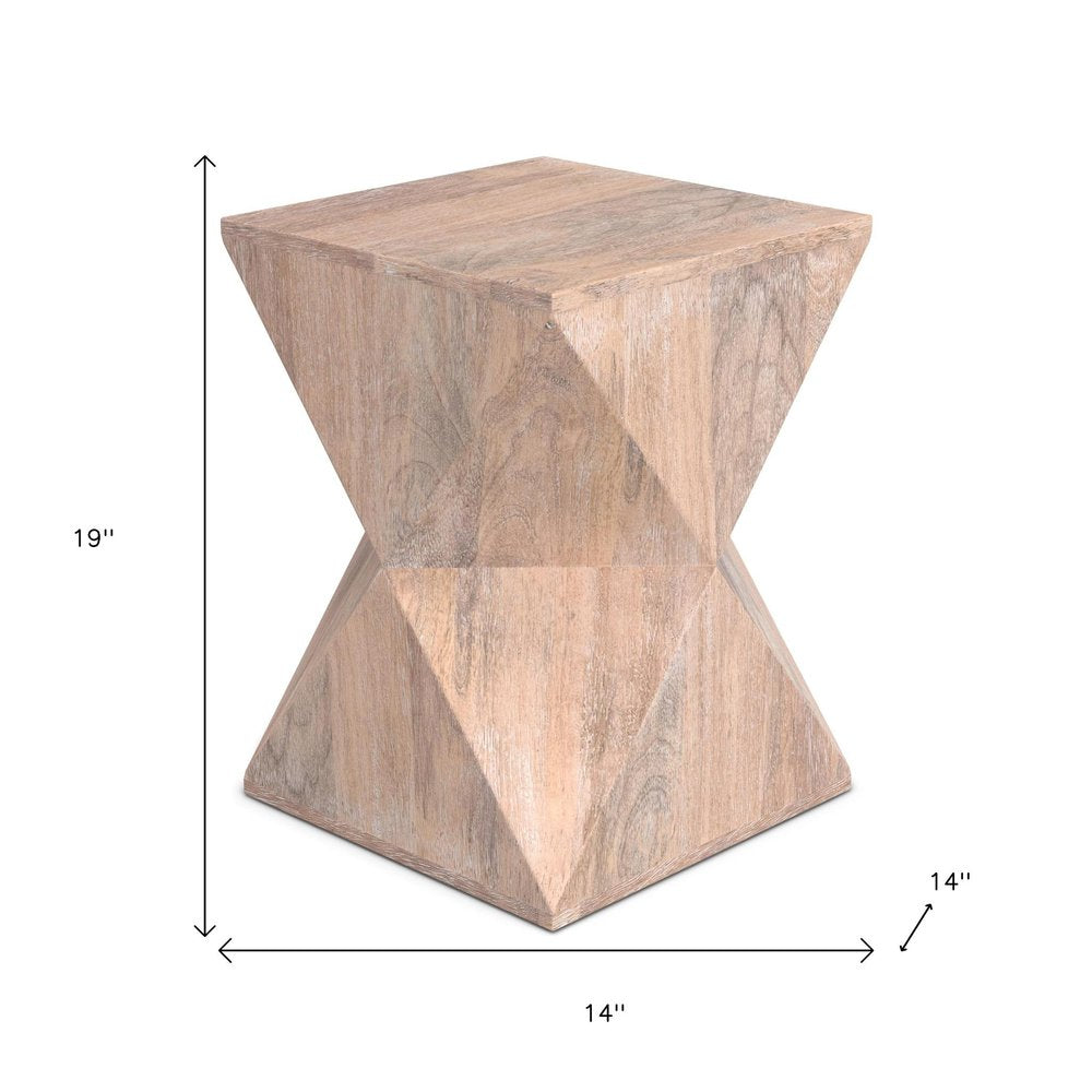 Natural Solid Wood Square End Table - 19-inch