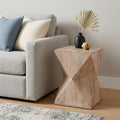 Natural Solid Wood Square End Table - 19-inch