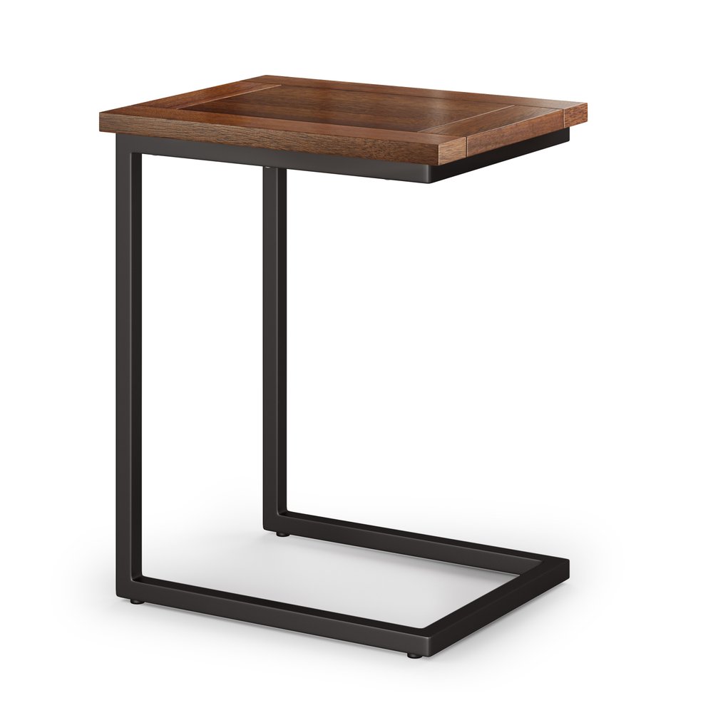 Dark Brown and Black Solid Wood and Iron End Table - 24-inch