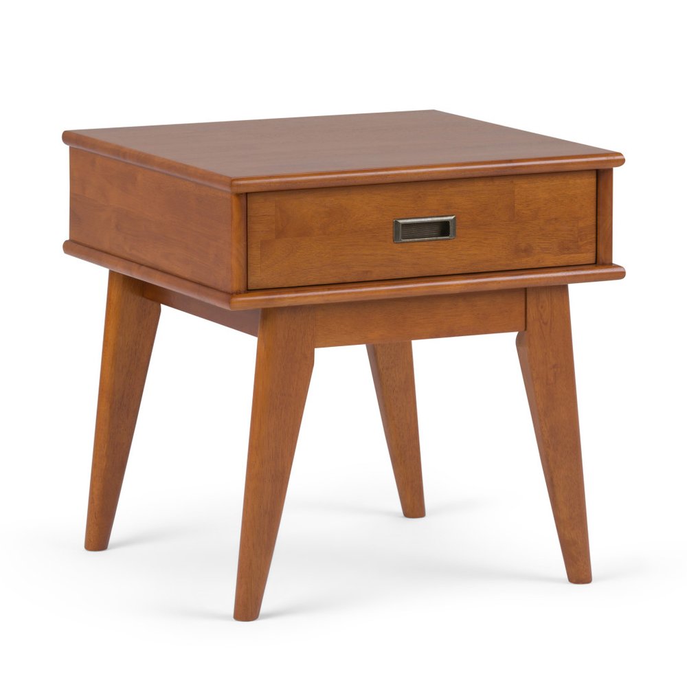 Brown Solid Wood End Table with Drawer - 22-inch