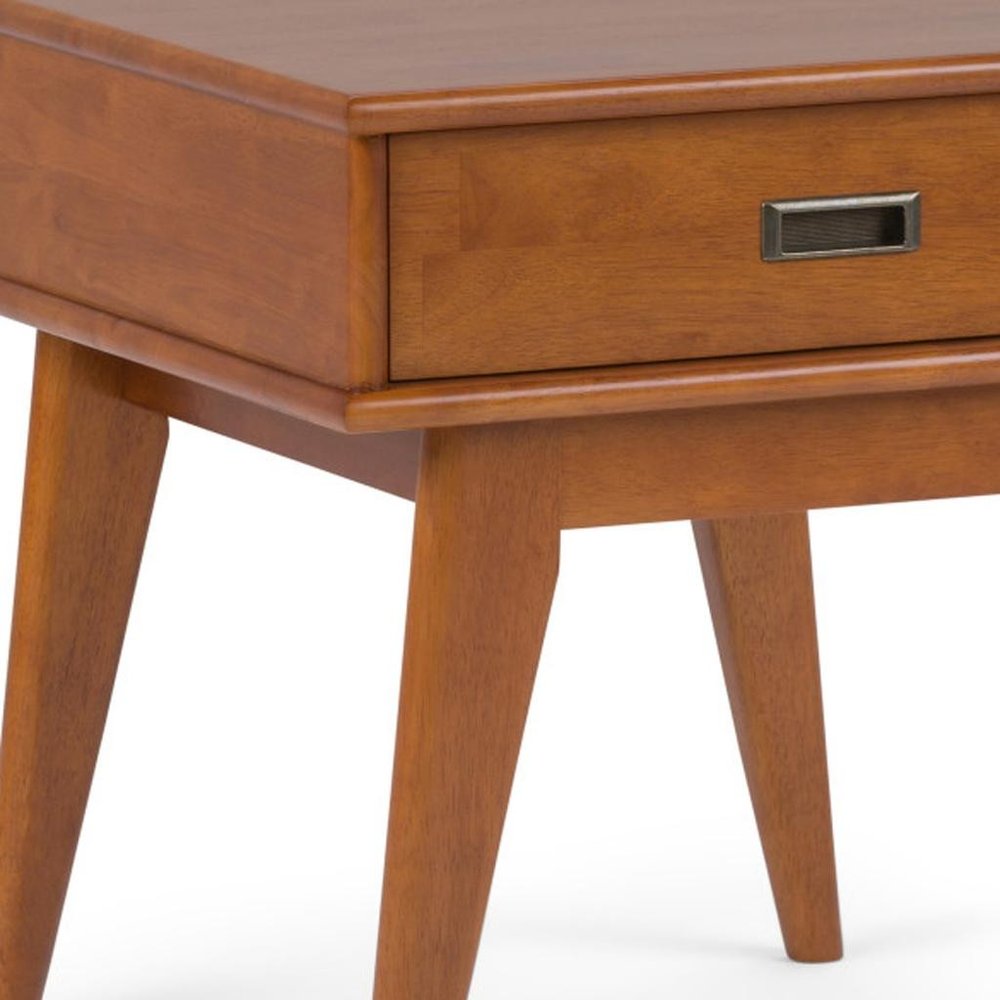 Brown Solid Wood End Table with Drawer - 22-inch