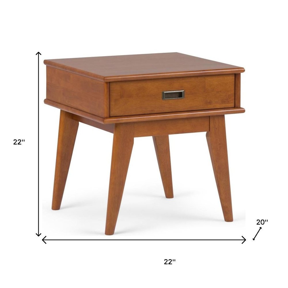 Brown Solid Wood End Table with Drawer - 22-inch