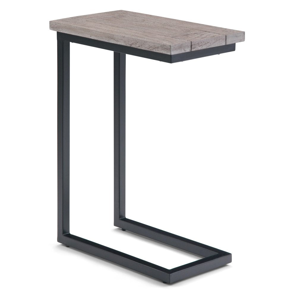 Natural and Black Distressed Solid Wood and Iron End Table - 24-inch