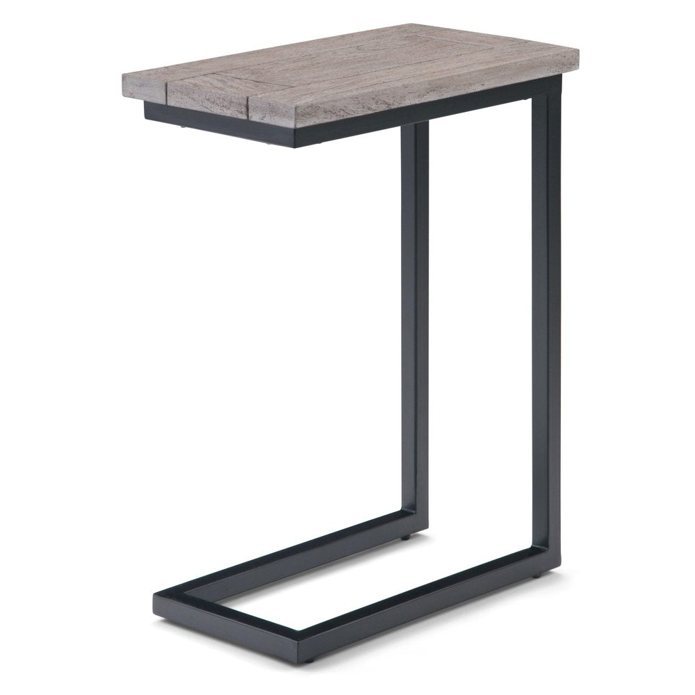 Natural and Black Distressed Solid Wood and Iron End Table - 24-inch