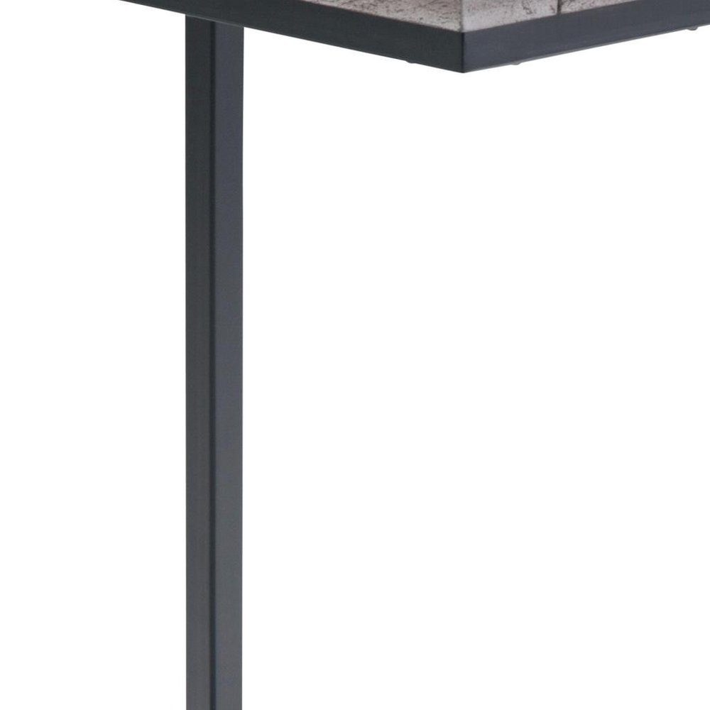 Natural and Black Distressed Solid Wood and Iron End Table - 24-inch