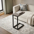 Natural and Black Distressed Solid Wood and Iron End Table - 24-inch