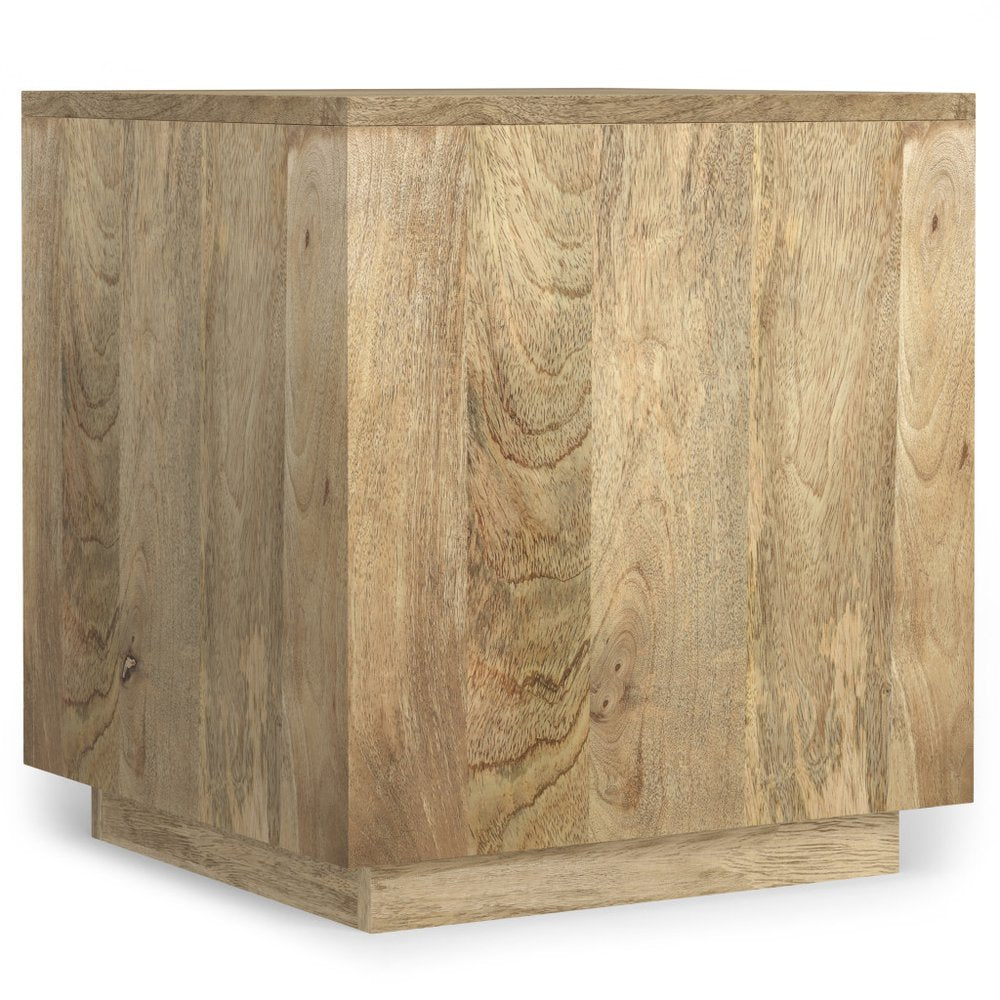 Natural Solid Wood Square Block End Table - 22-inch