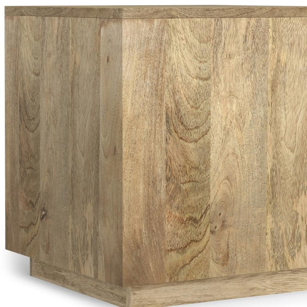 Natural Solid Wood Square Block End Table - 22-inch