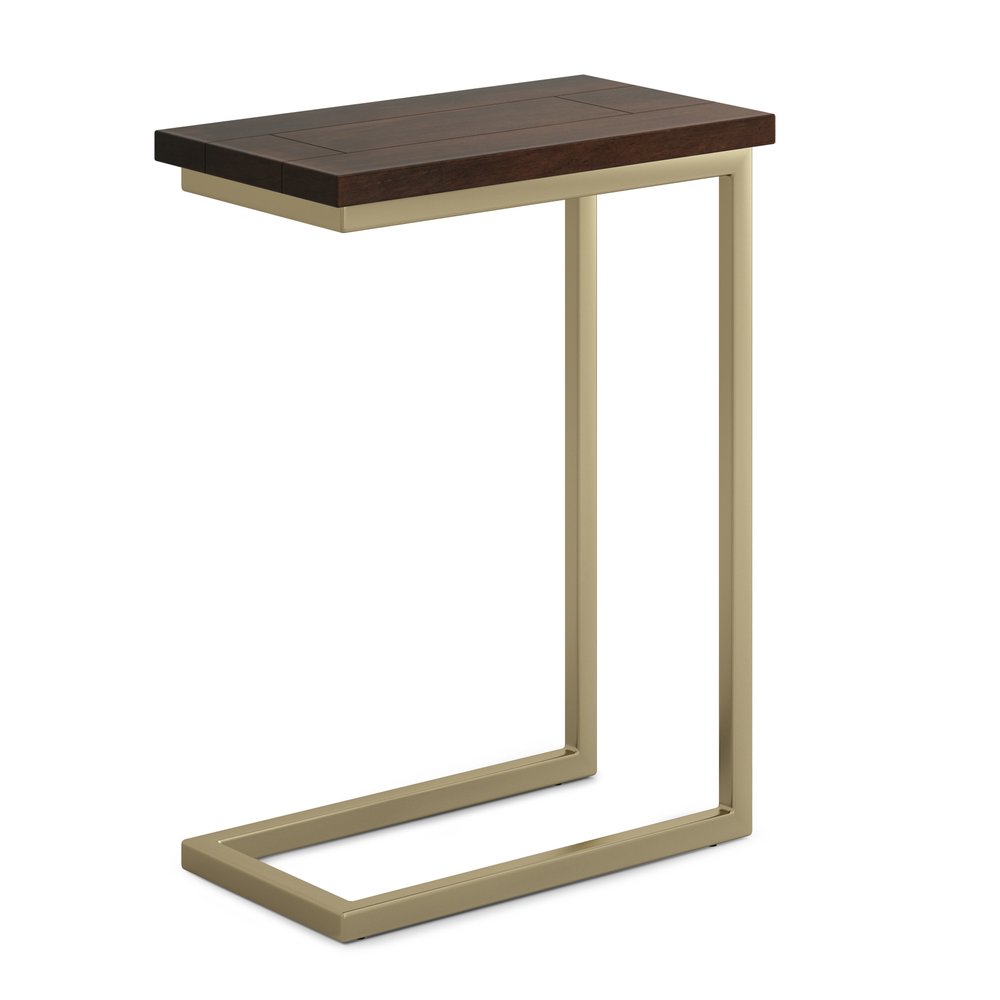 Dark Brown and Gold Solid Wood and Iron End Table - 24-inch