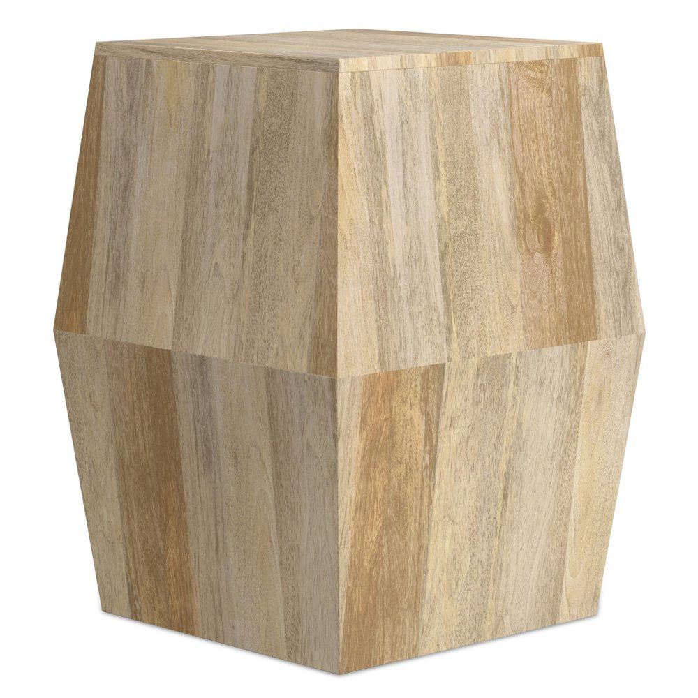 Natural Solid Wood Square Block End Table - 22-inch