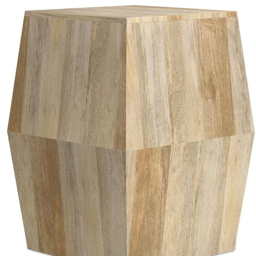 Natural Solid Wood Square Block End Table - 22-inch