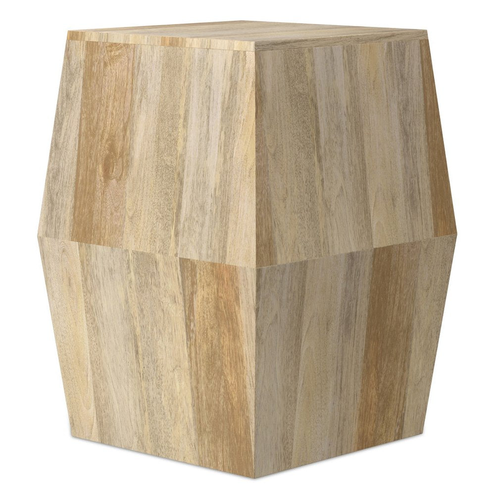 Natural Solid Wood Square Block End Table - 22-inch