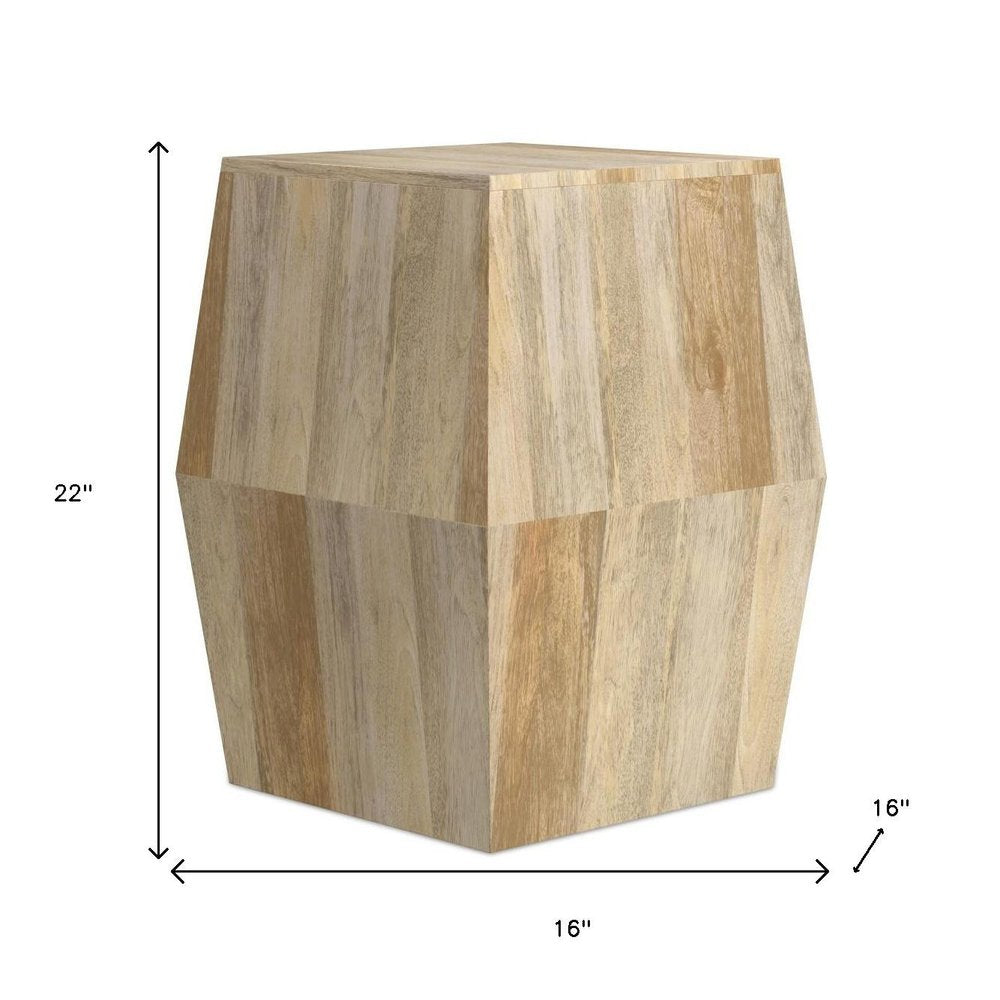 Natural Solid Wood Square Block End Table - 22-inch