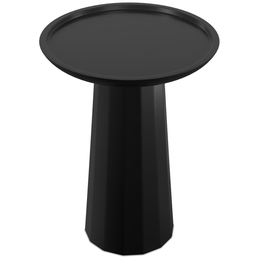 Black Solid Wood Round Pedestal End Table - 19-inch