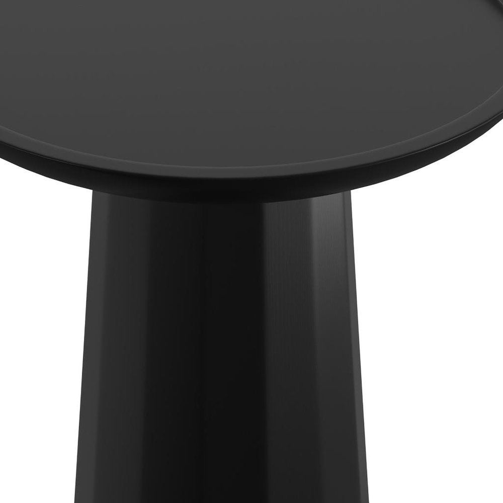 Black Solid Wood Round Pedestal End Table - 19-inch