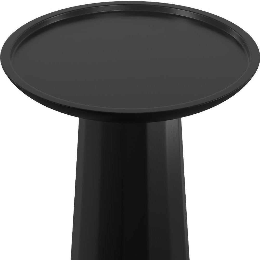 Black Solid Wood Round Pedestal End Table - 19-inch