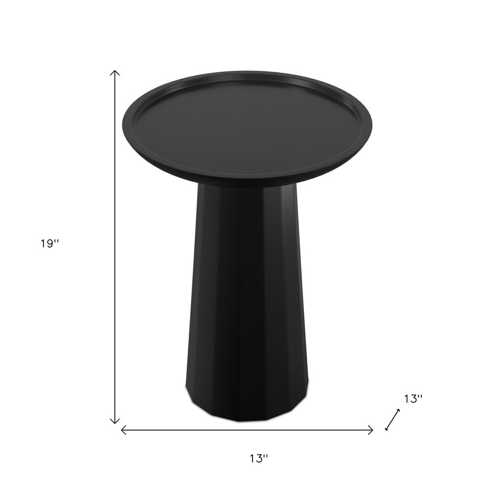 Black Solid Wood Round Pedestal End Table - 19-inch