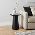 Black Solid Wood Round Pedestal End Table - 19-inch