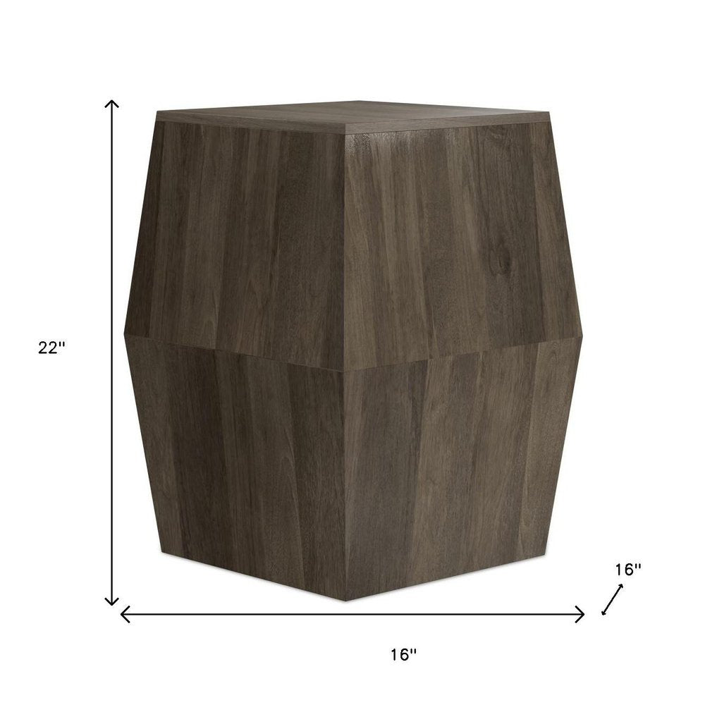 Ash Gray Solid Wood Square Block End Table - 22-inch