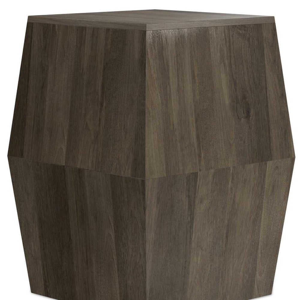 Ash Gray Solid Wood Square Block End Table - 22-inch