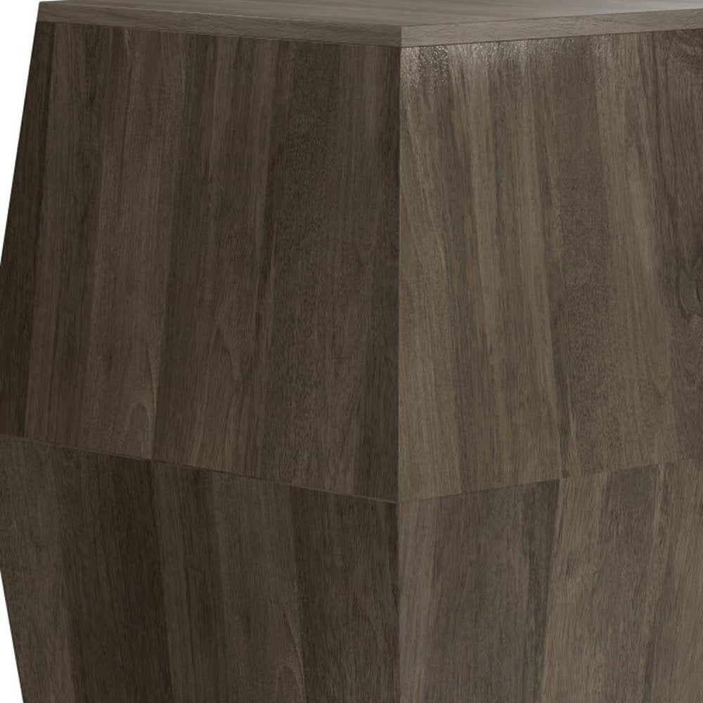Ash Gray Solid Wood Square Block End Table - 22-inch