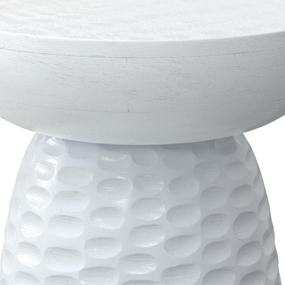 White Solid Wood Round Pedestal End Table - 18-inch