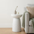 White Solid Wood Round Pedestal End Table - 18-inch