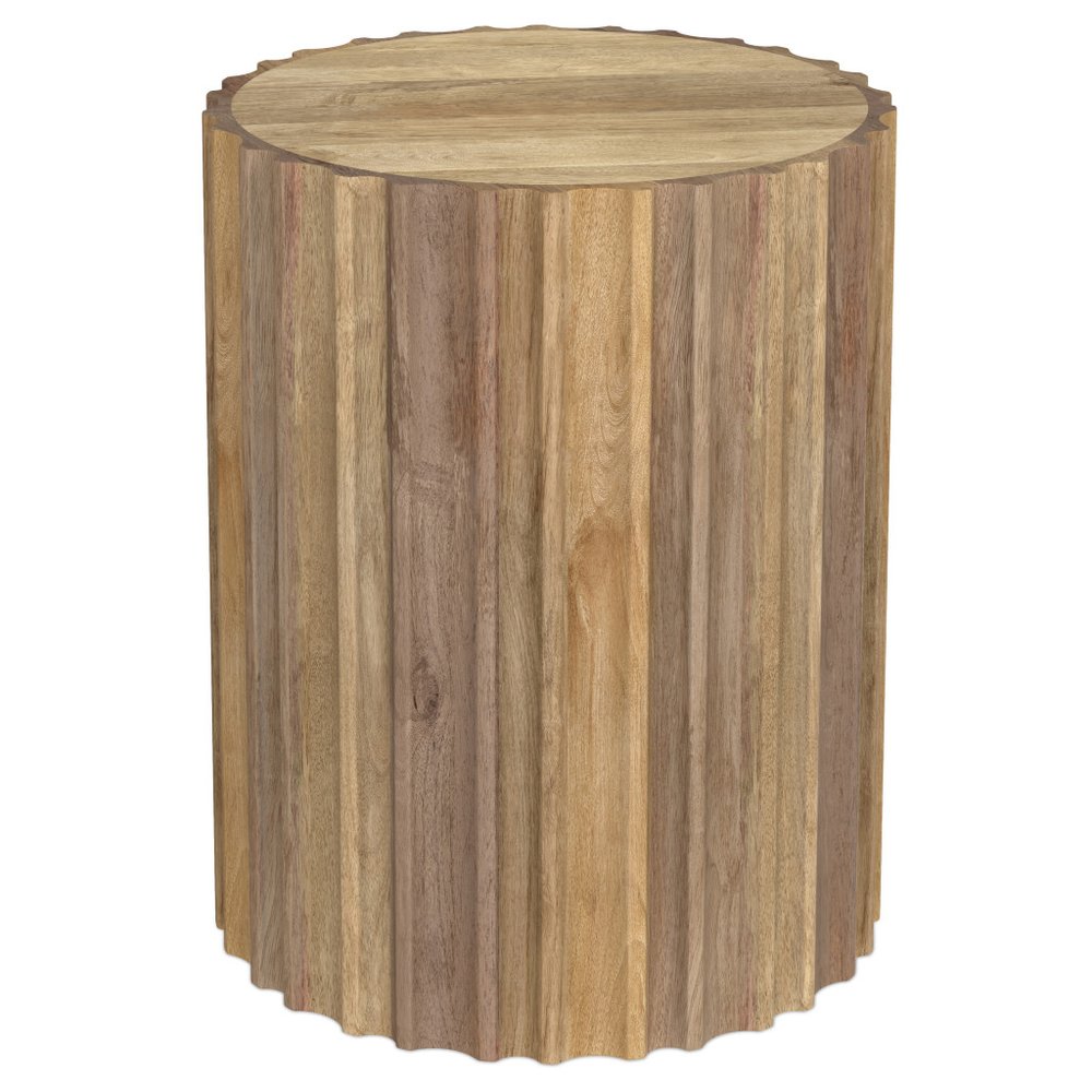 Natural Solid Wood Round Drum End Table - 20-inch