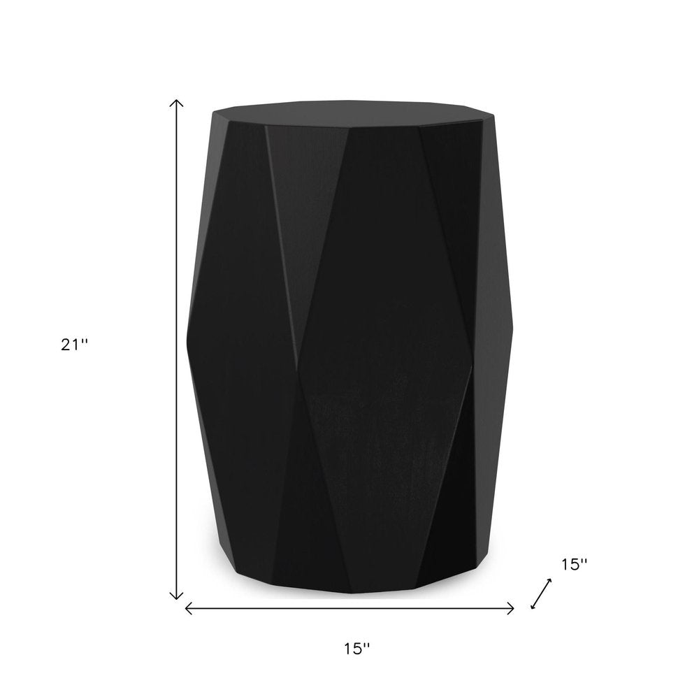 Black Solid Wood Free Form End Table - 21-inch