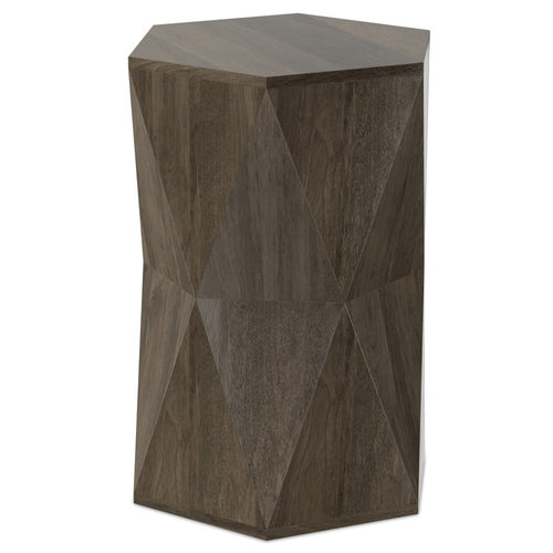 Ash Gray Solid Wood Hexagonal Block End Table - 22-inch