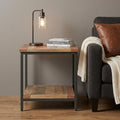 Natural and Charcoal Solid Wood and Steel Square End Table - 22-inch